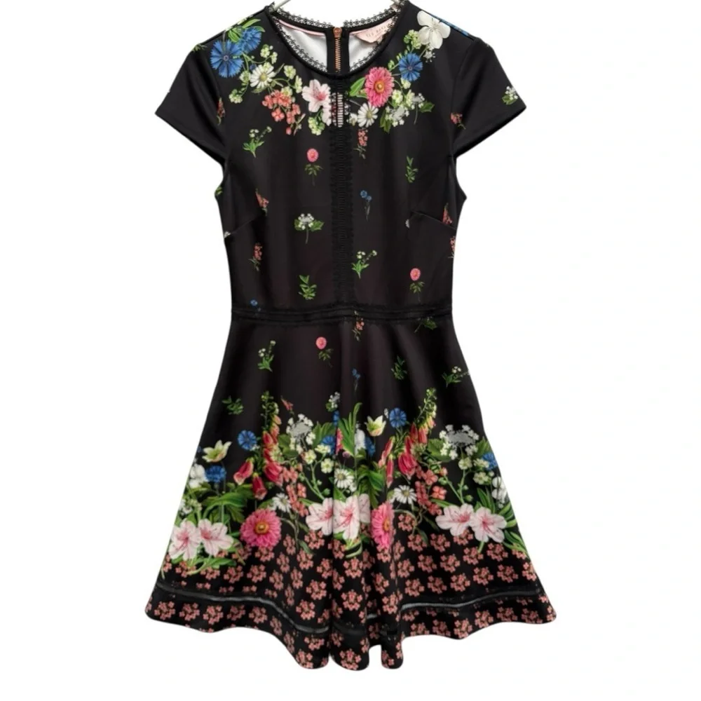 Ted Baker Daissie Florence Trim Skater Dress Size 1 US 4 - Picture 2 of 9